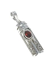 Garnet Pendant Cylinder Ghau Bali Sterling Silver