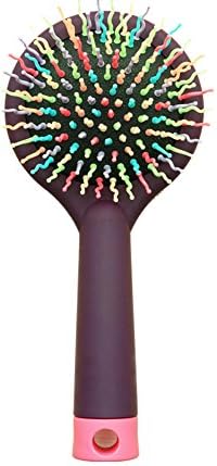Anti-static Rainbow Portable Hair Brush With Back Mirror for Wet Or Dry Hair Effortlessly (Purple)