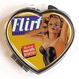 Womens Hand Made Retro "Flirt Heart" Compact Mirror Case