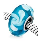 Pugster Romantic Blue White Flower Murano Glass Beads Pandora Chamilia Biagi Beads Charm Compatible
