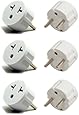 6PKSCHUKO Heavy Duty Grounded USA American to European German Schuko Outlet Plug Adapter - 6 Pack