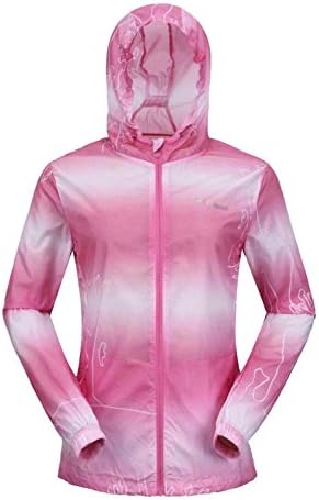 Only Faith Women Outdoor Ultra Thin Transparent Striated Anti UV WaterprooF Hooded Clothing (M(chest: 37.01"), rose red)