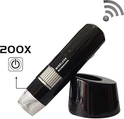 Bamker Chinscope Durable 2.4GHz Wireless Digital Microscope Portable 5X-200X 8 LED 30 M Pixel Color CMOS Sensor Support Windows XP Vista Win 7 Black