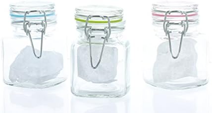 Lot of 3 Mini Glass Jar Clasp Lid Mason Jar Assorted Colors