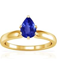 18K Yellow Gold Pear Cut Blue Sapphire Solitaire Ring (GIA Certificate)