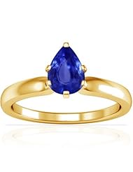 14K Yellow Gold Pear Cut Blue Sapphire Solitaire Ring (GIA Certificate)