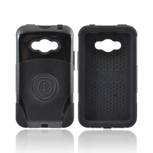 OEM Trident Aegis LG Optimus Elite Hard Cover Over Soft Rubbery Feel Silicone Skin Case Cover W/LCD Screen Protector - Black