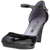 Jouer Le Style Plateau Pumps Glatt Leder J359, schwarz