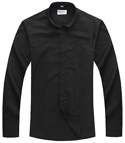 IvyRobes Men's Tab-Collar Long Sleeves Clergy Shirt Black-Neck Size 15-18 2/1 Inches