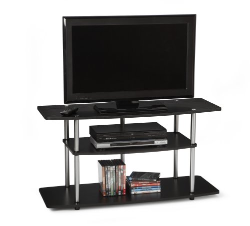 Convenience Concepts 131031 Wide 3-Tier Woodgrain TV Stand, Black