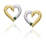 10k "Two-Tone" Gold Emerald Heart Earrings