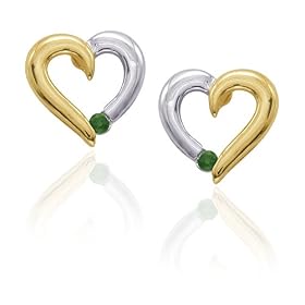 Buy 10k Two-Tone Gold Emerald Heart Earrings by Amazon.com Collection