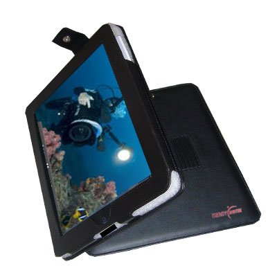 TrendyDigital EasyView TM Book Style Leather Case, Folio Cover with Adjustable Stand for Apple iPad, Black