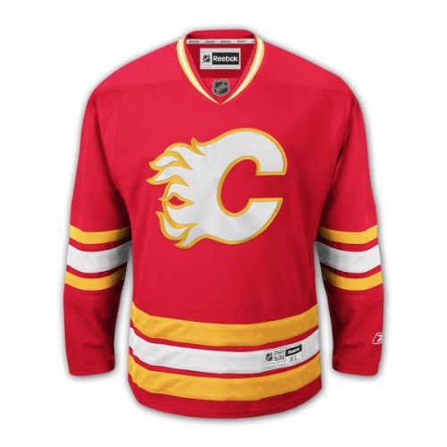 Calgary Flames Reebok Premier Youth Replica Alternate NHL Hockey Jersey Size S/M