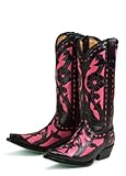 Lane Boots Poison in Pink / Black Leather Fashion Cowgirl Boots