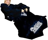NFL New England Patriots Adult Comfy Throw, Officially Licensed Blanket with Sleeves by Northwest, Smoke Design