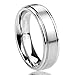6MM Stainless Steel Wedding Band Ring Brushed Center Classy Ring (5 to 14) For Unisex Men & Women