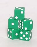 Koplow Set of 5 Loaded Dice 1-4-5 & 2-3-6, Opaque Green with White pips