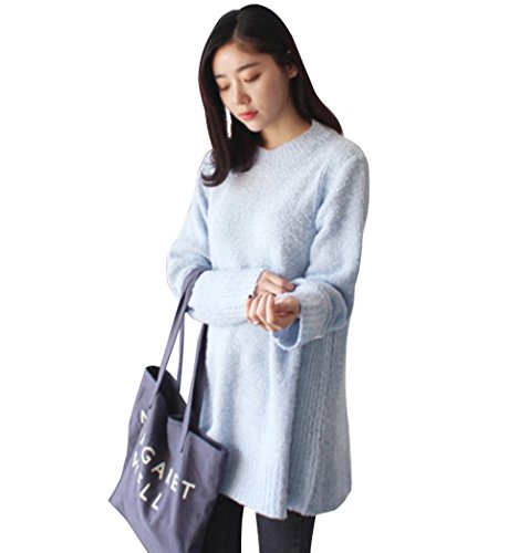 【 UN ANANAS 】 ラウンドネック シンプル ロング丈 ニット チュニック ゆったり ざっくり 長袖 レディース 通勤 通学 ４色