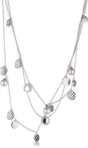 Esprit Damen-Kette star flash 925 Sterlingsilber 41 Zirkonia farblos 3 Glasperle wei&szlig; ca.  Preisvergleich