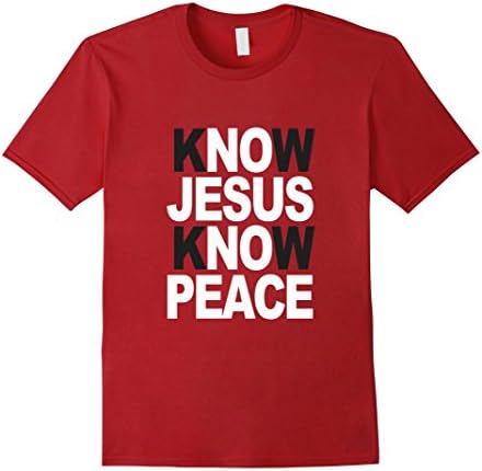 Men's Know Jesus Know Peace Authentic Christianity gift T shirt XL Cranberry
