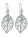 Cut Out Leaf Dangling Earrings with Pearl