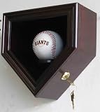 1 Baseball Display Case Cabinet Holder Wall Rack Box w/ UV Protection- Lockable (B14-MAH)