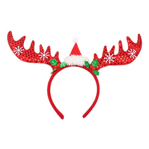 Voberry®Christmas Xmas New Year Head Hoop Hair Decorative Hair Bow Clips Christmas Gift (A)