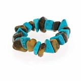 Genuine Tiger Eye and Reconstituted Turquoise Chip Stretch Ring