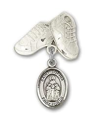 Sterling Silver Baby Badge with St. Sophia Charm and Baby Boots Pin