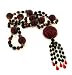 DM Layered Wrapping Carved Red and Black Beaded Asian Style Tassel Necklace - 39" Long