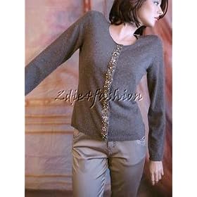 $1650 New ESCADA Cashmere Beaded Cardigan Sweater 40 10