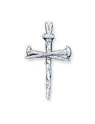 14K White Gold Nail Cross Charm Pendant Jewelry