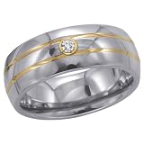 14K Yellow Gold and Titanium 0.02 ct. Diamond Men's Ring