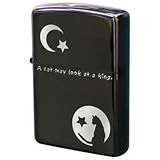 [ジッポ]ZIPPO CAT&MOON ブラックシリーズ A cat may look at a king.(人間はみな平等である。) GMメッキ/エッチング 2CAT-GM1.MB