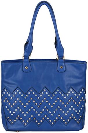 Rimen & Co. Waved Rhinestone Studded Shoulder Bag (Blue)