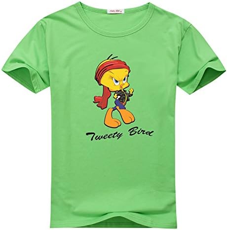 AbayCrosson Womens Tweety Bird Cartoon Short Sleeve Tee Green T-shirts Size M