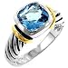 silver CZ Blue Topaz Ring