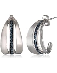 Sterling Silver Diamond and Paint Color J-Hoop Earrings