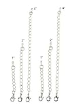Necklace Bracelet Extender - 2 Sets - 1", 2" and 4" - 6 Pcs Total ~ Silver Tone (FB212)