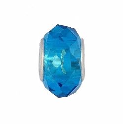 Pandora Style Charm Bead (Z60) Faceted Murano Style / Lampwork Glass (14mm x 10mm) (fits Troll too)