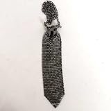 Tie Necktie Shaped Necklace Chain Pendant Black