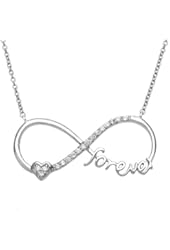 Sterling Silver 16+2" "Forever" Heart CZ Infinity Necklace