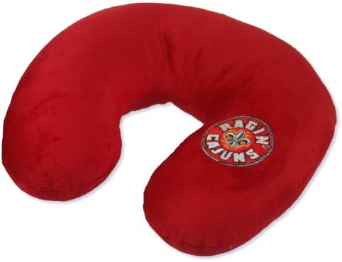 NCAA Louisiana Lafayette Ragin Cajuns Embroidered U-Shaped Fleece Travel Neck Pillow, Red