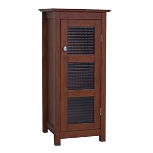 Elite Home Fashions Chesterfield Collection Shelved Floor Cabinet with Glass-Paneled Door Espresso