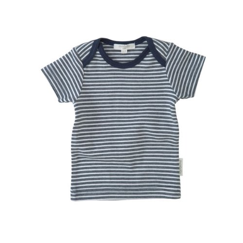 Purebaby オーガニックコットン ベビー服 Tシャツ半袖 ネイビーストライプ PE2