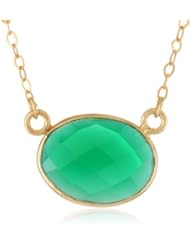 Gold over Silver Small Bezel Center Chain Necklace, 16"+2" Extender