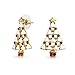 Festive Fashion Red Green Crystal Holiday Christmas Tree White Enamel Stud Drop Earrings For Women Teen Gold Plated Alloy