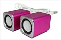 (Ricco MD02) MINI DSP 2.0 CHANNEL Ultra Light Aluminium USB Portable Travel Speaker For Laptop Desktop MAC Computer Netbook ---(Built-in DSP USB Sound Card, NO messy 3.5mm audio line-in cable is required any more.) (Pink)