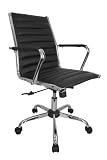 Amstyle Design Leder Chefsessel Genf 2 Drehstuhl Bürostuhl Schwarz 120kg